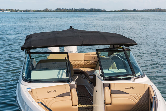 SLX 280 Outboard with Power Tower in lowered position