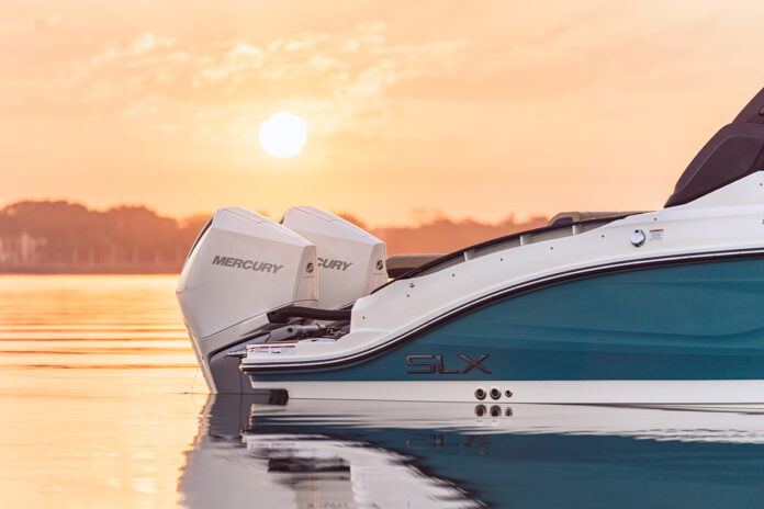 SLX 280 Outboard engines at sunset